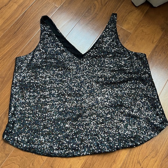 NWT Loft women's XL Black sequin tank - Picture 1 of 7